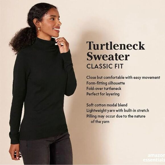 Amazon Essentials Black Turtleneck Sweater (974) - Picture 2 of 7